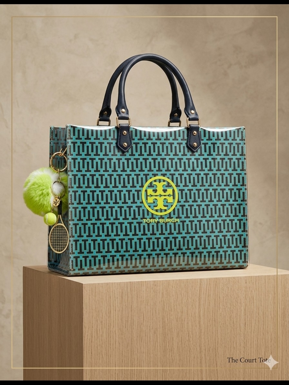 Tory Burch Paper Shopping Bag In PVC Plastic With Purse Charm